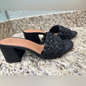 Black Woven Slide Sandals